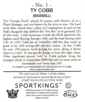 2018 Sportkings #1 Ty Cobb Back
