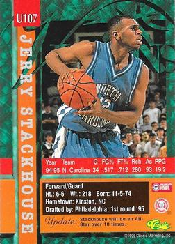 1996 Classic Visions Signings Update #U107 Jerry Stackhouse Back