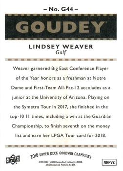 2018 Upper Deck Goodwin Champions - Goudey #G44 Lindsey Weaver Back