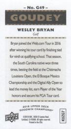2018 Upper Deck Goodwin Champions - Goudey Minis #G49 Wesley Bryan Back