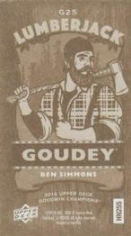 2018 Upper Deck Goodwin Champions - Goudey Minis Wood Lumberjack #G25 Ben Simmons Back
