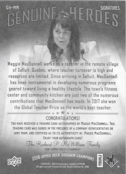 2018 Upper Deck Goodwin Champions - Genuine Heroes Signatures #GH-MM Maggie MacDonnell Back