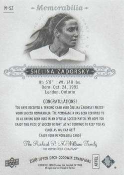 2018 Upper Deck Goodwin Champions - Memorabilia #M-SZ Shelina Zadorsky Back