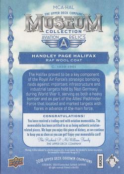 2018 Upper Deck Goodwin Champions - Museum Collection Aviation Relics #MCA-HAL Handley Page Halifax Back