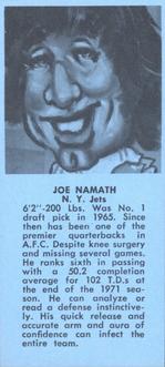 1973 Little Caesars Sports Calendar #NNO Joe Namath Front