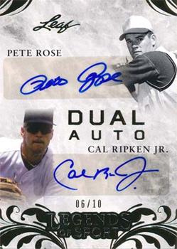 2015 Leaf Legends of Sport - Dual Autographs Gold Foil #DA-07 Pete Rose / Cal Ripken Jr. Front
