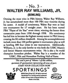 2018 Sportkings - Mini #3 Walter Ray Williams Jr. Back