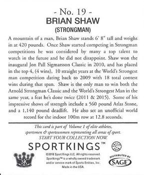 2018 Sportkings - Mini #19 Brian Shaw Back