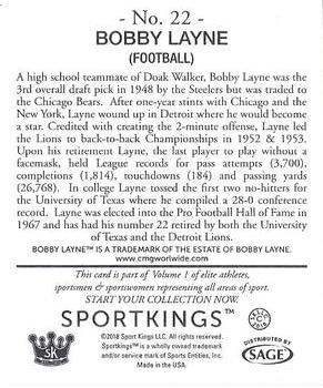 2018 Sportkings - Mini #22 Bobby Layne Back