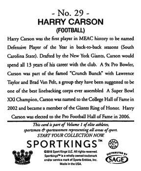 2018 Sportkings - Mini #29 Harry Carson Back