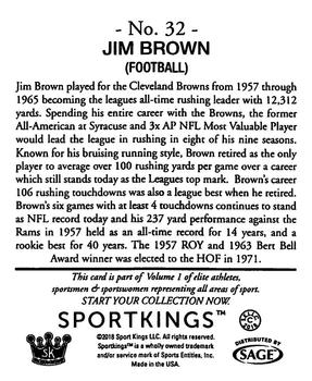 2018 Sportkings - Mini #32 Jim Brown Back