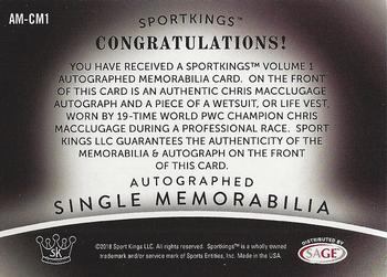 2018 Sportkings - Autographed Memorabilia #AM-CM1 Chris MacClugage Back