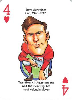 2013 Hero Decks Wisconsin Badgers Basketball & Football Heroes Playing Cards #4♥ Dave Schreiner Front