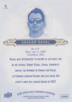 2018 Upper Deck Goodwin Champions - Royal Blue #15 Graham Rahal Back