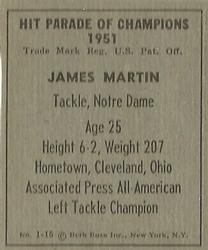 1951 Berk Ross #1-15 James Martin Back