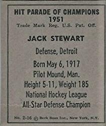 1951 Berk Ross #2-16 Jack Stewart Back