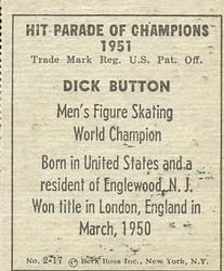 1951 Berk Ross #2-17 Dick Button Back