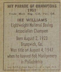 1951 Berk Ross #3-13 Ike Williams Back