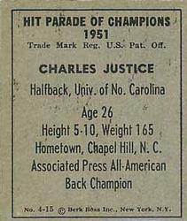 1951 Berk Ross #4-15 Charles Justice Back