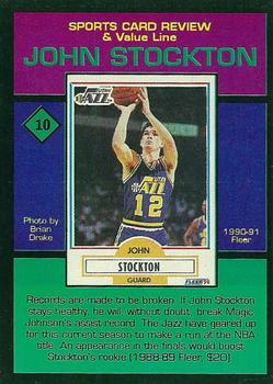 1993 The Sports Card Review & Value Line Prime Pics #10 John Stockton Back