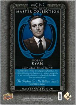 2016 Upper Deck All-Time Greats Master Collection - Autograph Blue #MC-NR Nolan Ryan Back