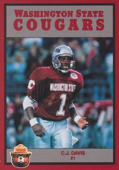 1991 Washington State Cougars Smokey #NNO C.J. Davis Front