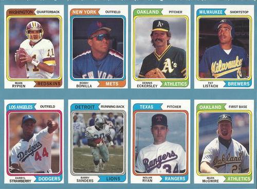 1992 SCD Sports Card Price Guide Monthly - Full Sheets #69-76 Mark McGwire / Nolan Ryan / Barry Sanders / Darryl Strawberry / Pat Listach / Dennis Eckersley / Bobby Bonilla / Mark Rypien Front