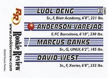 2003 Rookie Review #54 Luol Deng / Anderson Varejao / Marcus Banks / David West Back