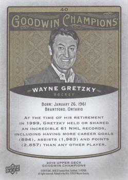 2019 Upper Deck Goodwin Champions #40 Wayne Gretzky Back