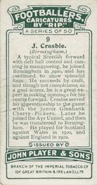 1926 Player's Footballers Caricatures by Rip #9 Johnny Crosbie Back