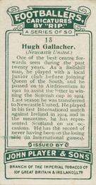 1926 Player's Footballers Caricatures by Rip #13 Hugh Gallacher Back