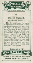 1926 Player's Footballers Caricatures by Rip #21 Moses Russell Back