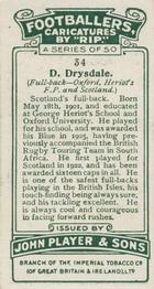 1926 Player's Footballers Caricatures by Rip #34 Dan Drysdale Back