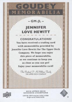 2019 Upper Deck Goodwin Champions - Goudey Memorabilia Premium #GM-JL Jennifer Love Hewitt Back