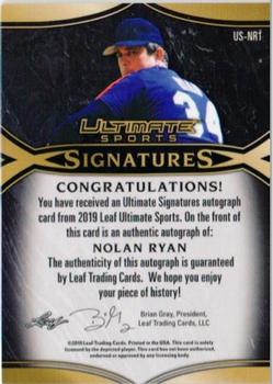 2019 Leaf Ultimate Sports - Ultimate Signatures Red #US-NR1 Nolan Ryan Back
