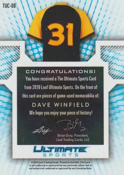2019 Leaf Ultimate Sports - The Ultimate Card Relics Purple #TUC-08 Dave Winfield Back