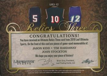 2019 Leaf Ultimate Sports - The Ultimate Relics 3 #UR3-12 Jason Kidd / Tim Hardaway / John Stockton Back