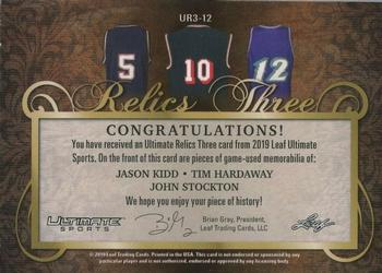 2019 Leaf Ultimate Sports - The Ultimate Relics 3 Platinum #UR3-12 Jason Kidd / Tim Hardaway / John Stockton Back