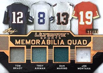 2019 Leaf Ultimate Sports - Ultimate Memorabilia Quad #UQ-04 Tom Brady / Troy Aikman / Dan Marino / Joe Montana Front