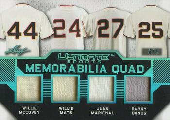 2019 Leaf Ultimate Sports - Ultimate Memorabilia Quad Platinum #UQ-07 Willie McCovey / Willie Mays / Juan Marichal / Barry Bonds Front