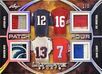 2019 Leaf Ultimate Sports - Ultimate Patch 4 Silver #P4-03 Tom Brady / Joe Montana / Dan Marino / John Elway Front