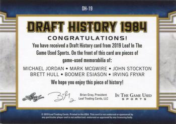 2019 Leaf In the Game Used - Draft History 6 Relics Magenta #DH-19 Michael Jordan / Mark McGwire / John Stockton / Brett Hull / Boomer Esiason / Irving Fryar Back