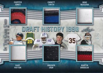 2019 Leaf In the Game Used - Draft History 6 Relics Silver #DH-15 Chipper Jones / Gary Payton / Emmitt Smith / Jaromír Jágr / Mike Mussina / Martin Brodeur Front