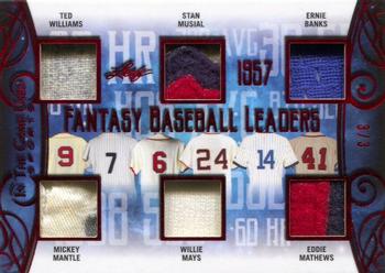 2019 Leaf In the Game Used - Fantasy Baseball Leaders 6 Relics Red #FBL-06 Ted Williams / Mickey Mantle / Stan Musial / Willie Mays / Ernie Banks / Eddie Mathews Front