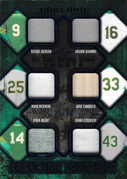 2019 Leaf In the Game Used - Franchise Favorites 6 Relics #FRF-04 Reggie Jackson / Jason Giambi / Mark McGwire / Jose Canseco / Vida Blue / Dennis Eckersley Front