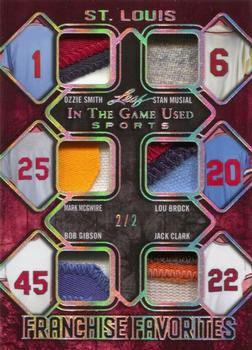 2019 Leaf In the Game Used - Franchise Favorites 6 Relics Silver #FRF-08 Ozzie Smith / Stan Musial / Mark McGwire / Lou Brock / Bob Gibson / Jack Clark Front
