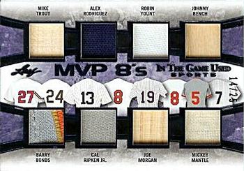 2019 Leaf In the Game Used - MVP 8's Relics #MVP-10 Mike Trout / Barry Bonds / Alex Rodriguez / Cal Ripken Jr. / Robin Yount / Joe Morgan / Johnny Bench / Mickey Mantle Front