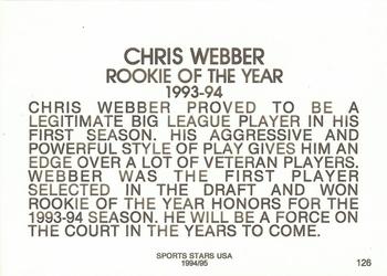 1993-95 Sports Stars USA (unlicensed) #126 Chris Webber Back