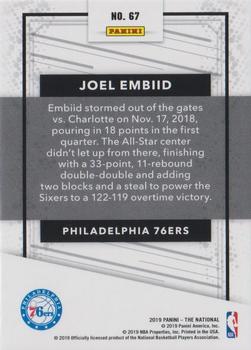 2019 Panini The National - Escher Squares #67 Joel Embiid Back