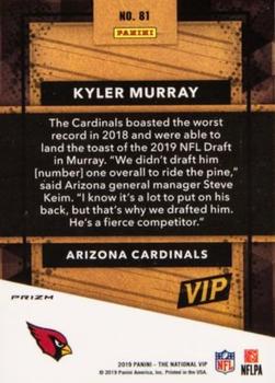 2019 Panini National Convention VIP Gold Packs - Red, White & Blue Prizm #81 Kyler Murray Back